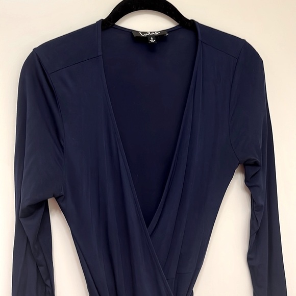 Classic Navy Wrap Dress - Picture 2 of 3